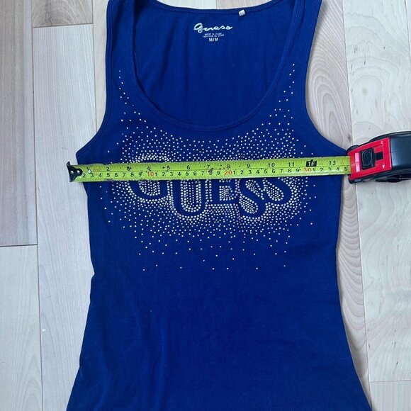 Y2K Guess Rhinestone Logo Tank – Navy Blue – Size M - Picture 4 of 8
